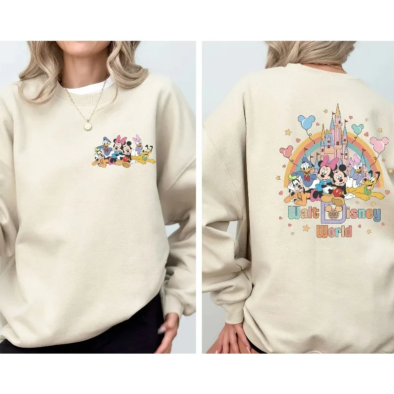 والت ديزني وورلد ميكي والأصدقاء رحلة البلوز المرأة الرجال سترات قطنية عالية الجودة البلوز الخريف الشتاء الصوف المتضخم للجنسين