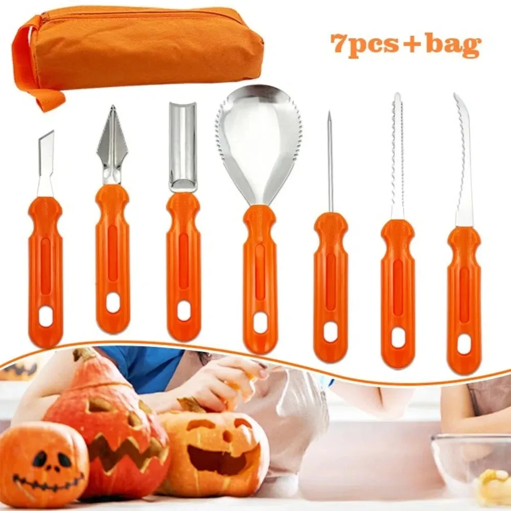 

Halloween pumpkin stainless steel mold Jack-o-lantern carving cutter Holiday fruit knife clay tool
