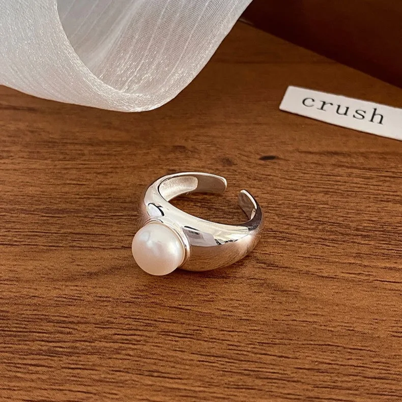 

925 Sterling Silver Pearl Thick Engagement Rings For Women Wedding Vintage Elegant Luxury Jewelry Gift Jewellery Moneys 925