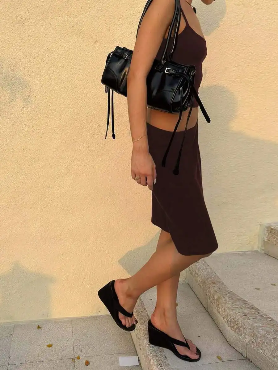 

Womens Solid Color Camisole And Skirt 2-Piece Set Casual Streetwear Summer Vacation Outfit