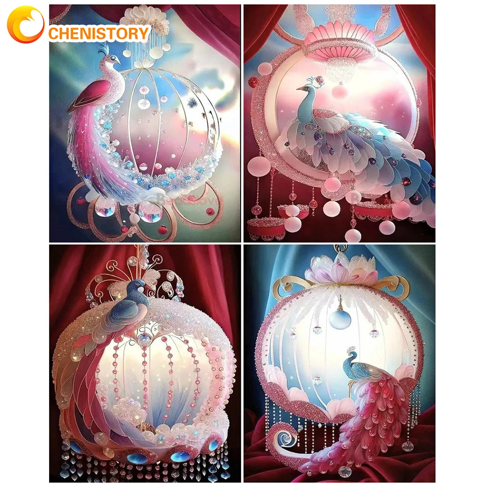 

CHENISTORY Oil Painting By Number Animal Peacock On Canvas Handmade Acrylic Paint Color Drawing DIY Craft Kits Adults Home Decor