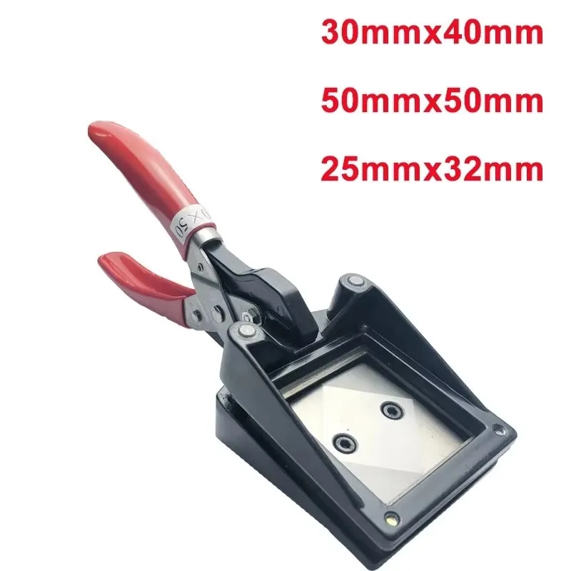 Passport Photo Cutter 30×40mm/50x50mm/25x32mm Handheld Metal Die Punch Tool for ID Pictures Business Cards and Paper Cutting