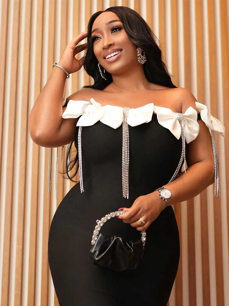 활 달린 여성용 이브닝 드레스, 섹시한 이브닝 드레스, 술 달린 작은 이브닝 웨어, 원피스 오프 숄더, 우아하고 긴 원피스 슬릿