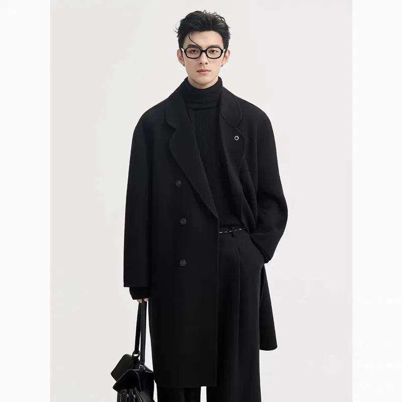 

Мужское пальто из шерстяной смеси с бахромой, в полоску, с линейной подкладкой, в тонкую полоску, с лентами, полосками, узорами и линиями