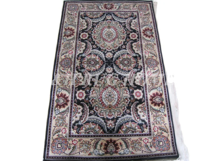 Free shipping 3'X5' 160 Line Persian carpet, Hand knotted persian rug, wool and silk, multi-colored dyed yarns