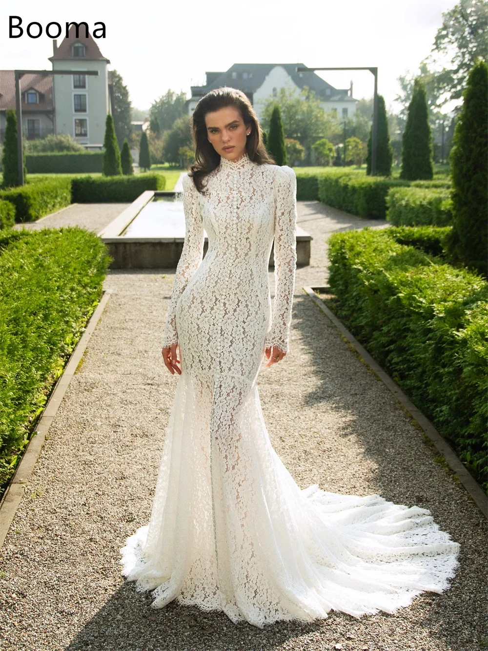 booma lace wedding dress Booma Mermaid Off The Shoulder Lace Elegant Wedding Dresses Lace Appliques Brides Gown Custom Made 2025