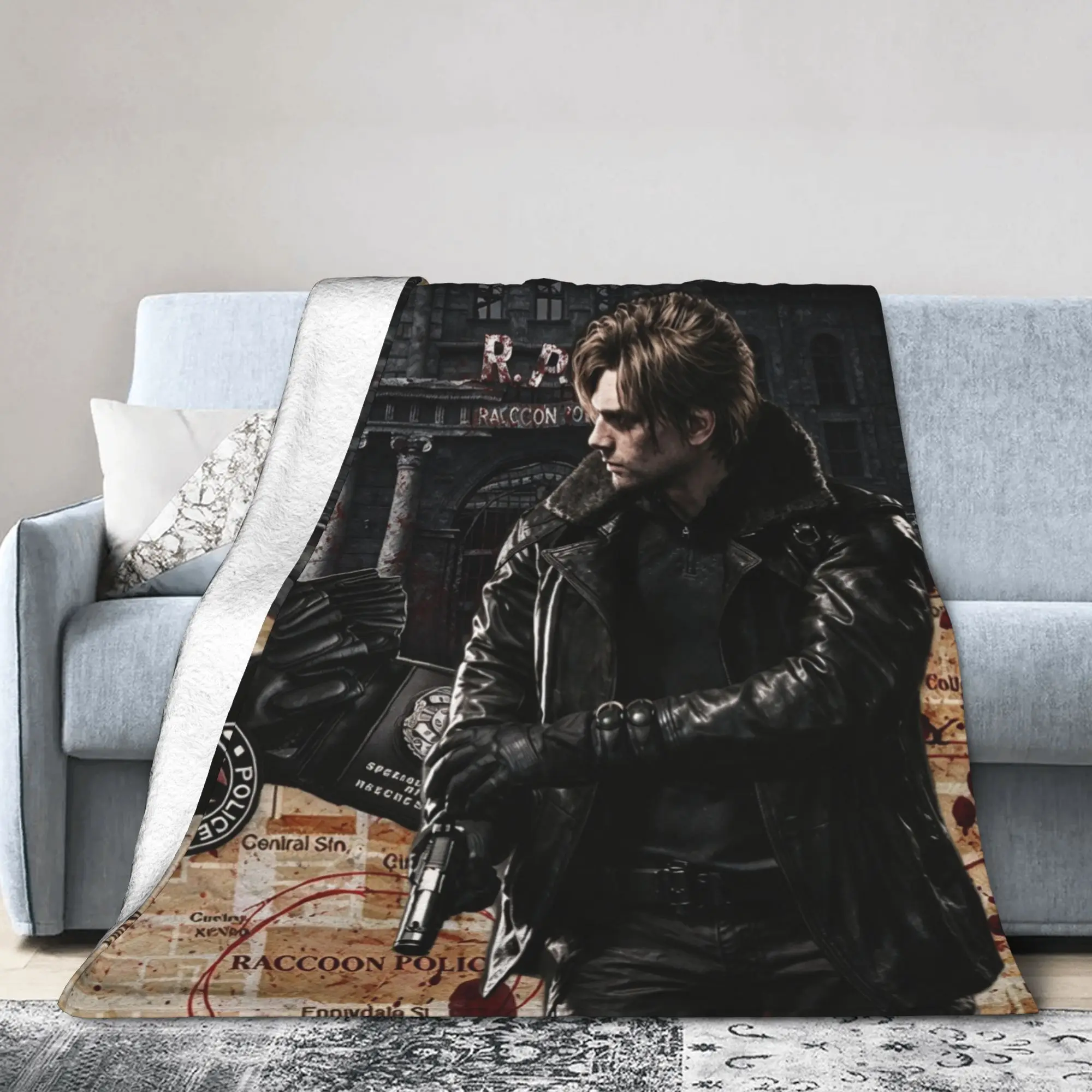Custom R-Residents Evils Blankets Warm Flannel Horror Game Throw Blanket for Bedroom Office Bedspreads