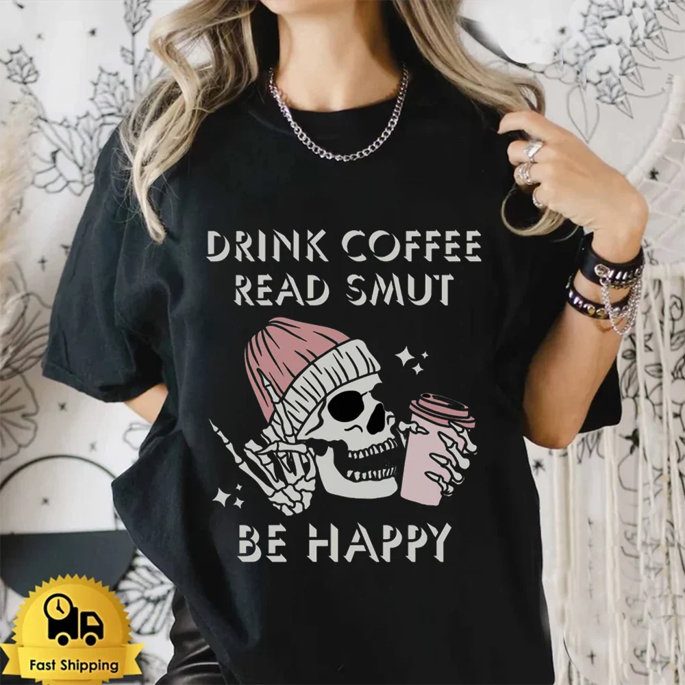 

Printed Top Short Sleeve Basic Black T-Shirt Women's Sweet 90s Summer Fashion Women's T-Shirt Skull Printed Pattern T-Shirt