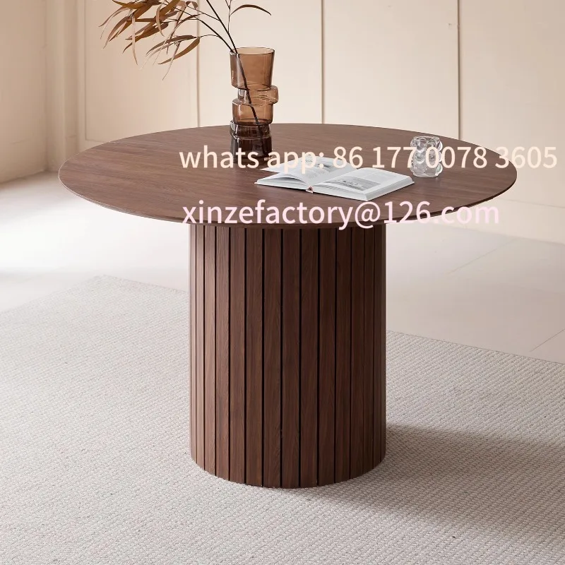 طاولة طعام مستديرة قابلة للتخصيص/طاولة نورديك تتسع لـ 4 إلى 6 أشخاص، غرفة طعام دائرية بقاعدة خشبية، طاولة عشاء المطبخ #2