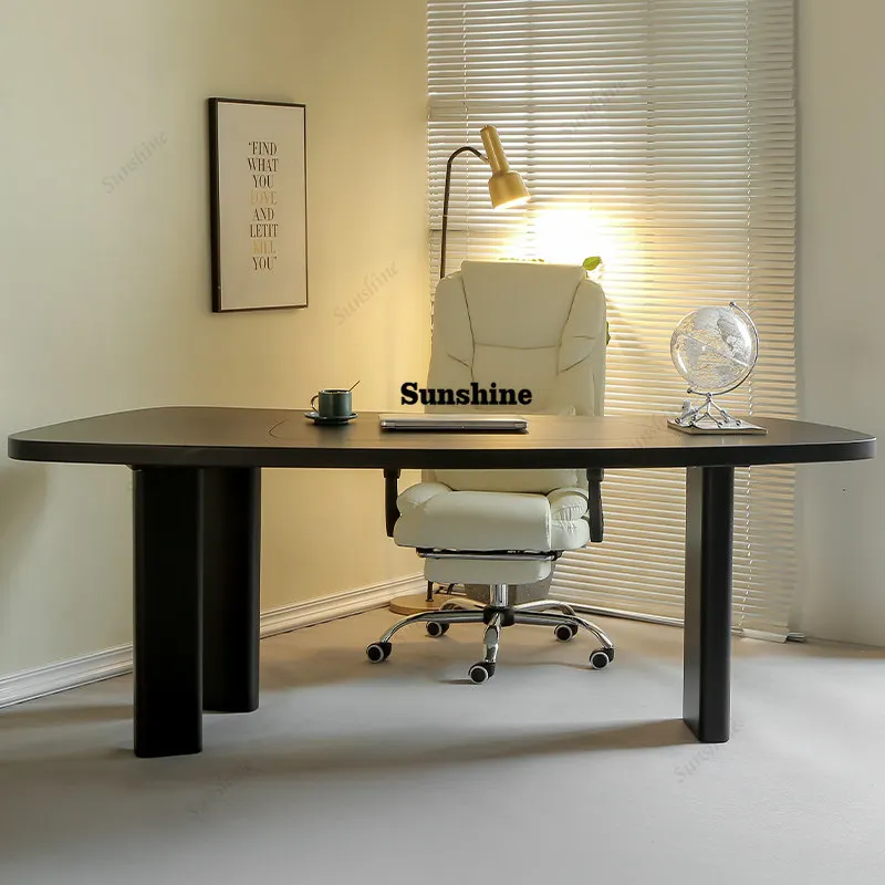 Light luxury modern computer desk special-shaped solid wood desk