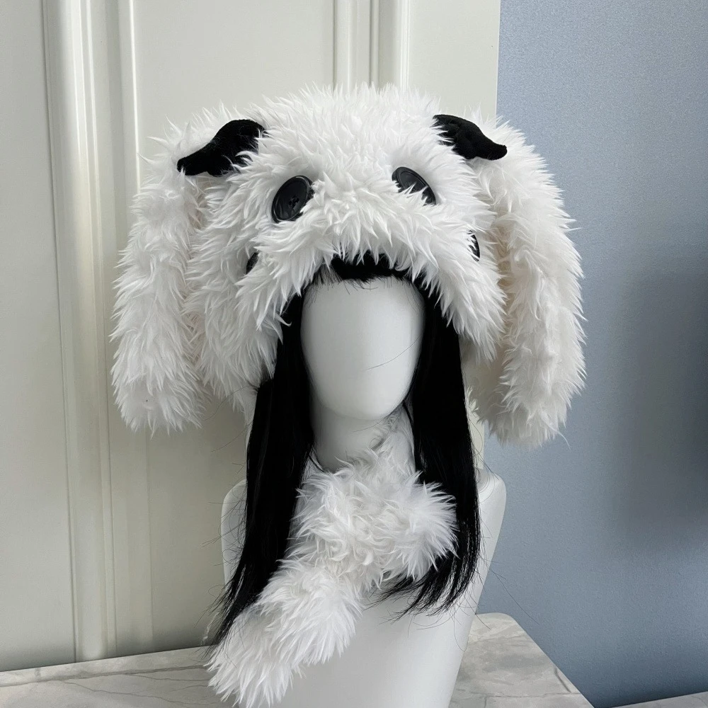 

Готическая субкультура, плюшевая шапка, шапки с кроличьими ушками, корейский утолщенный плюшевый пуловер, зимние теплые женские шапки для косплея на Хэллоуин