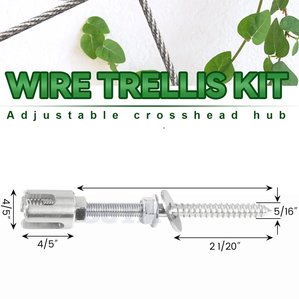 4mm Cable 8/10pcs Stainless Steel Garden Wire Trellis System  5/32'' Climbing Plants Vines And Green Wall With Wall Brackets