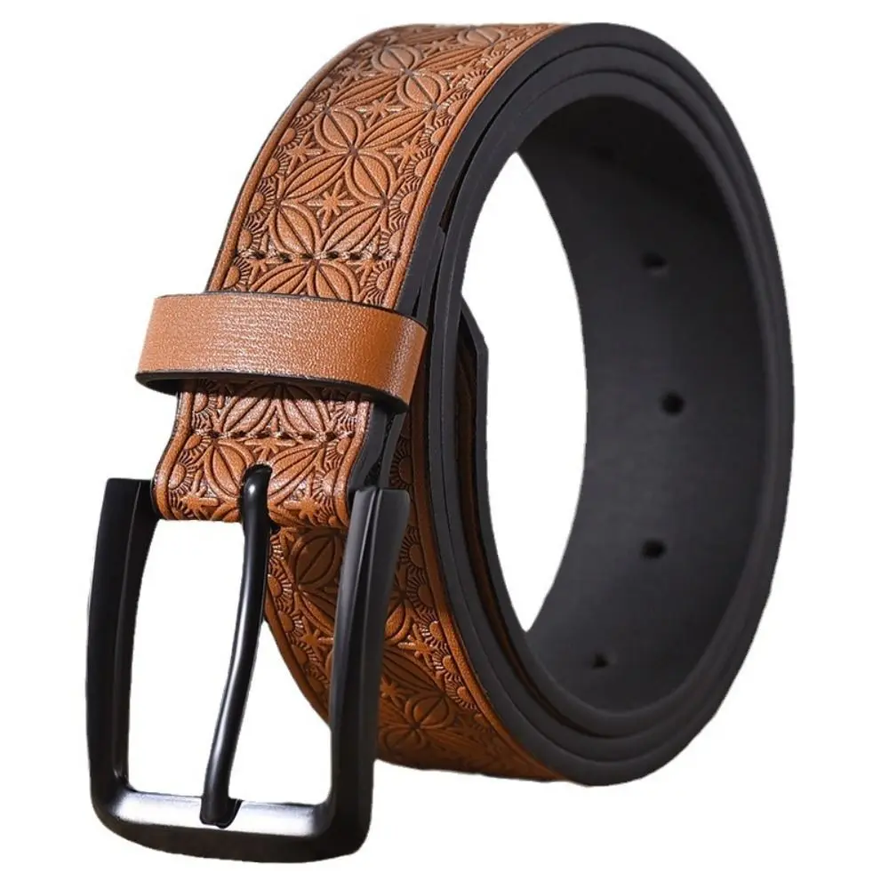 Fashion Luxury Design PU Leather Belt Casual Trendy Brand Alloy Pin Buckle Waistband Versatile Business Belt