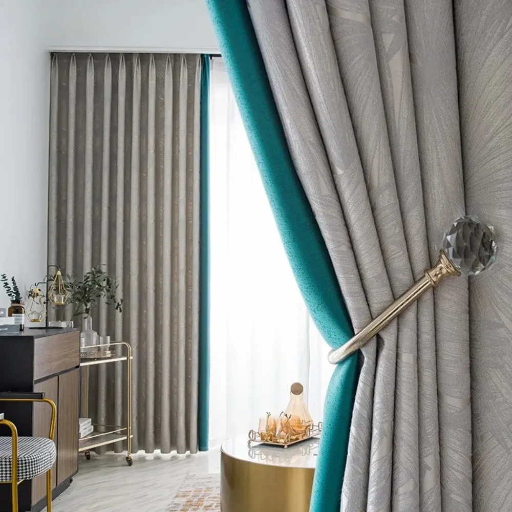 

Роскошные жаккардовые шторы в скандинавском стиле с кленовым листом, окрашенные в пряже, высокоточные жаккардовые шторы для гостиной, затемняющая ткань для декора спальни, ткань на заказ