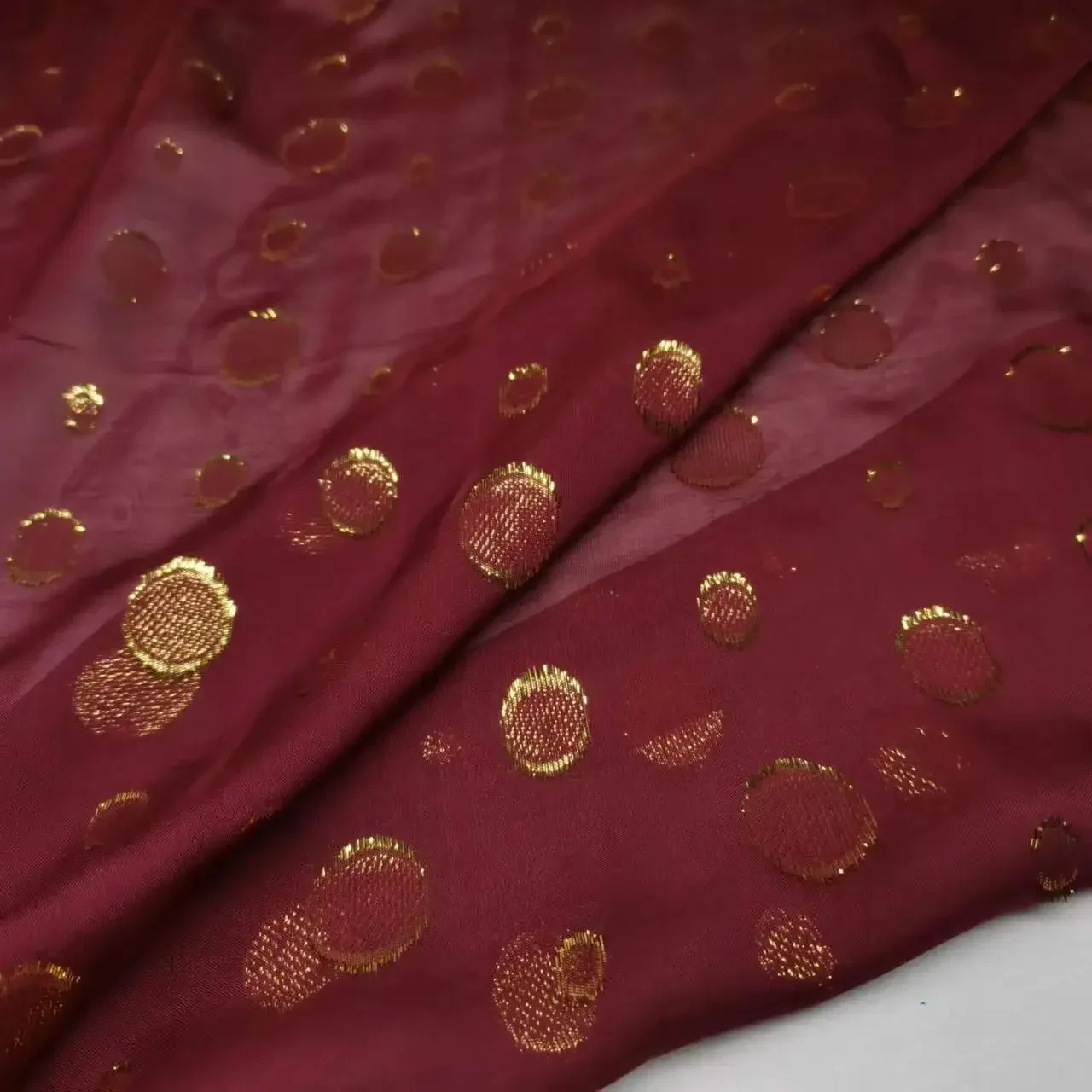 Brocade Mulberry Silk Fabric Metallic Georgette Saree Somali Dirac Sewing Material