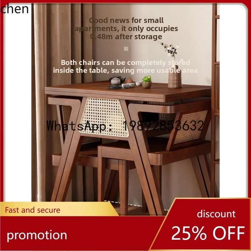 Balcony Solid Wood Three-Piece Set One Table Two Chairs Leisure Tea Table and Chair Set Internet Celebrity Rattan Table