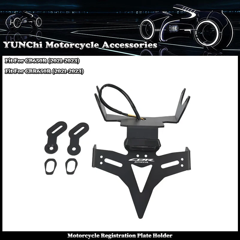 Motorcycle LED Tail Tidy Fender Eliminator Registration License Plate Holder For HONDA CB650R CBR650R CB CBR 650R 2021 2022 2023
