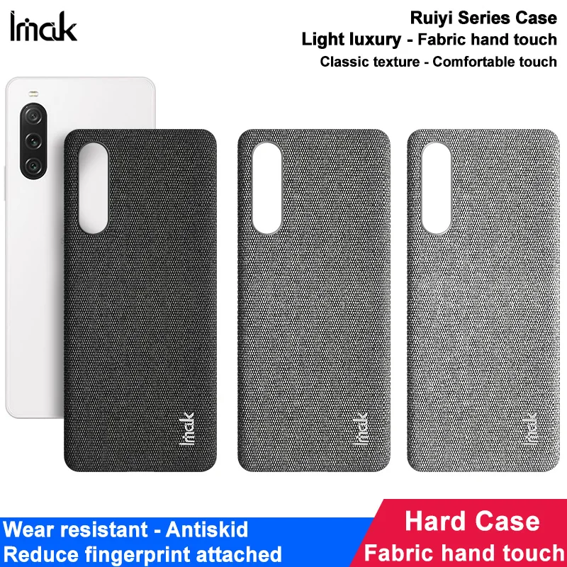 Xperia1 V 5 10V 2023 IMAK Cloth Fabric Pattern Back Panel for Sony Xperia 10 V Case Xperia 5 V 1V Hard PC Slim Matte Phone Etui