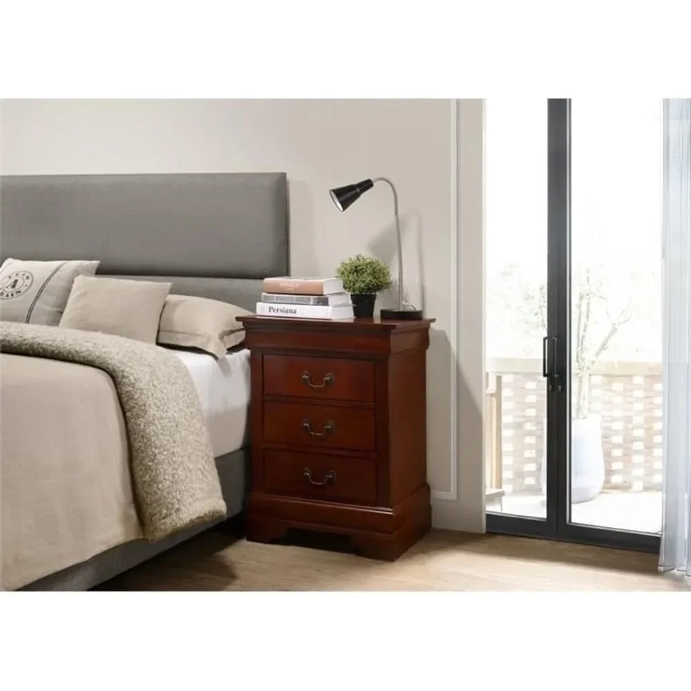 Comodino a 3 cassetti in ciliegio