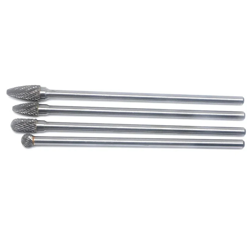 4pc 150mm Long Reach Double Cut Cemented Carbide Rotary Burr 6mm Shank 6 inch Metal Working Tool Carving Shaping Power Tools