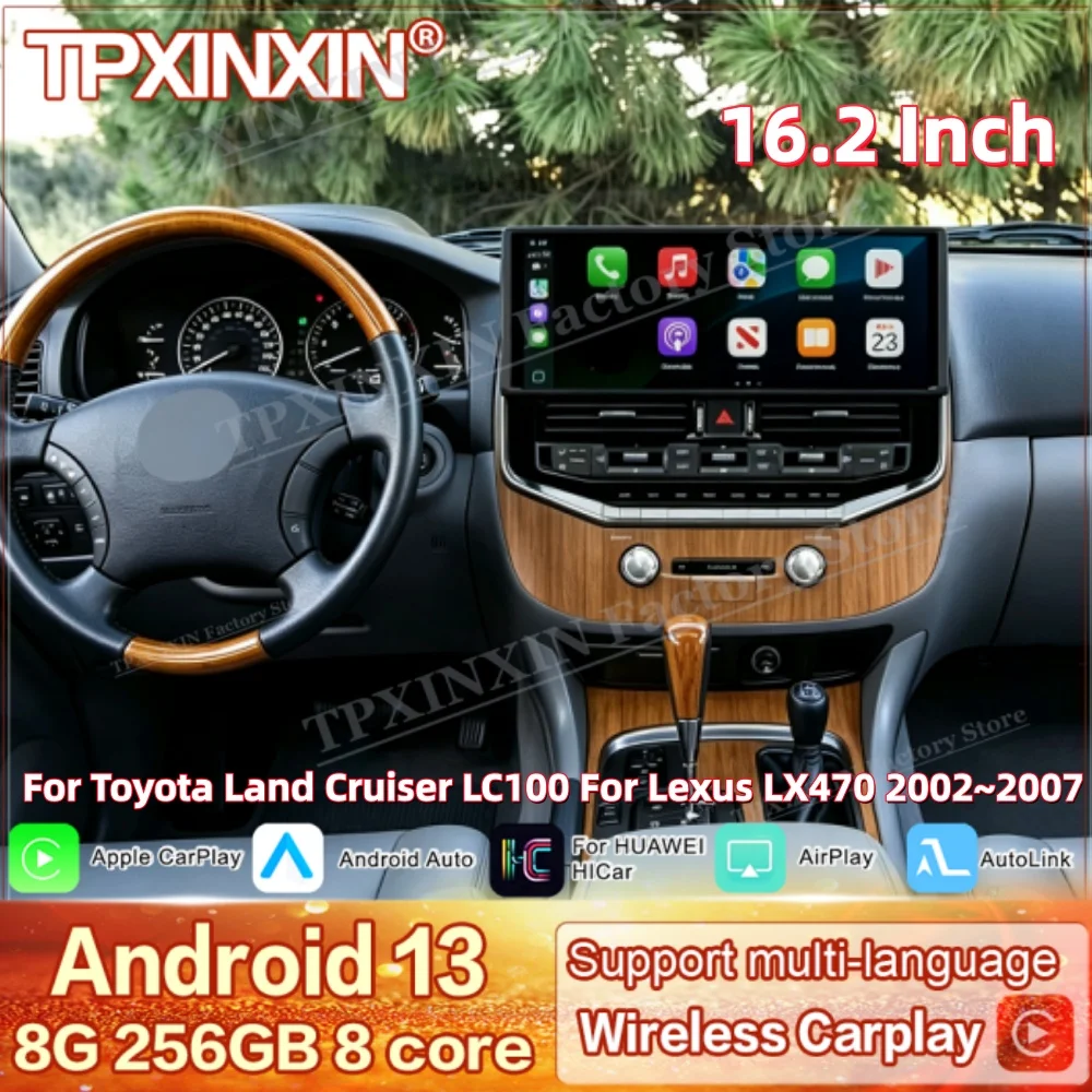 Qualcomm 16.2'' Android Multimedia For Toyota Land Cruiser LC100 For Lexus LX470 2002~2007 GPS Intelligent Navigation Head Unit