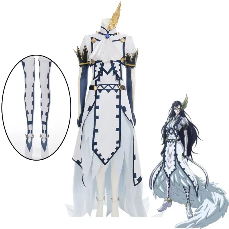 Disfraz de Anime Record of Ragnarok II Brunhild, vestido de mujer, faldas, guantes, polainas, accesorios, disfraz de Carnaval de Halloween