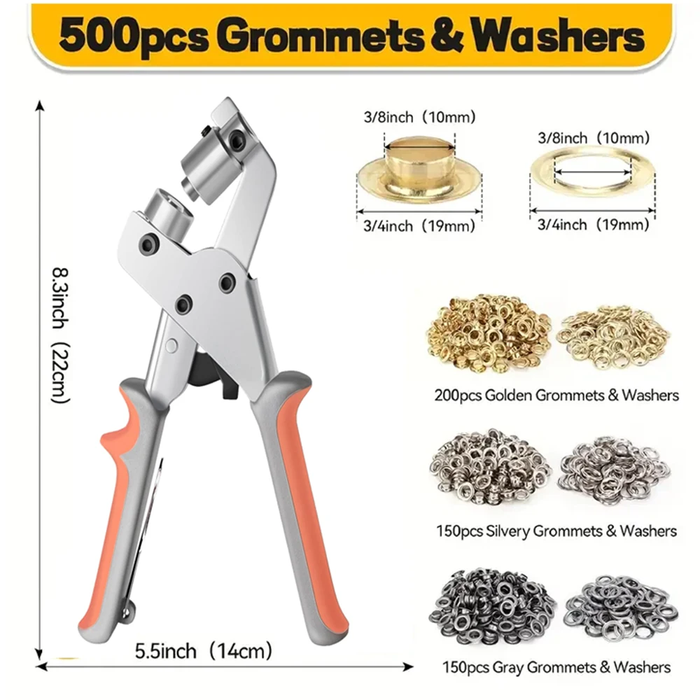 

Набор инструментов для люверсов, ручные дыроколы, плоскогубцы, портативная люверсы, ручной пресс, ручной перфоратор, втулки 10 мм, 3/8 дюйма