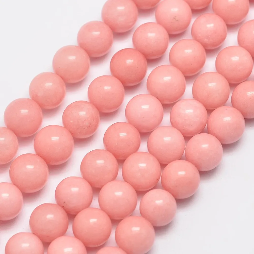 Malaysia Jade Beads Strands Imitation Rhodochrosite Round Dyed Salmon 8mm Hole: 1mm 48pcs/strand 15 inch