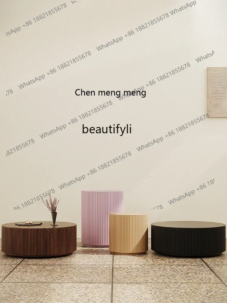 20031A Walnut round Tea Table High-Grade Minimalist Nordic Retro Solid Wood Mid-Ancient Tea Table Combination