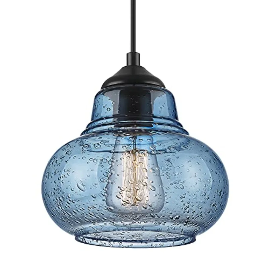 

8 Inch Pendant Light for Kitchen Island Modern Hand Blown Bubble Glass Pendant Lighting Hanging Light fixtures for Dining Room