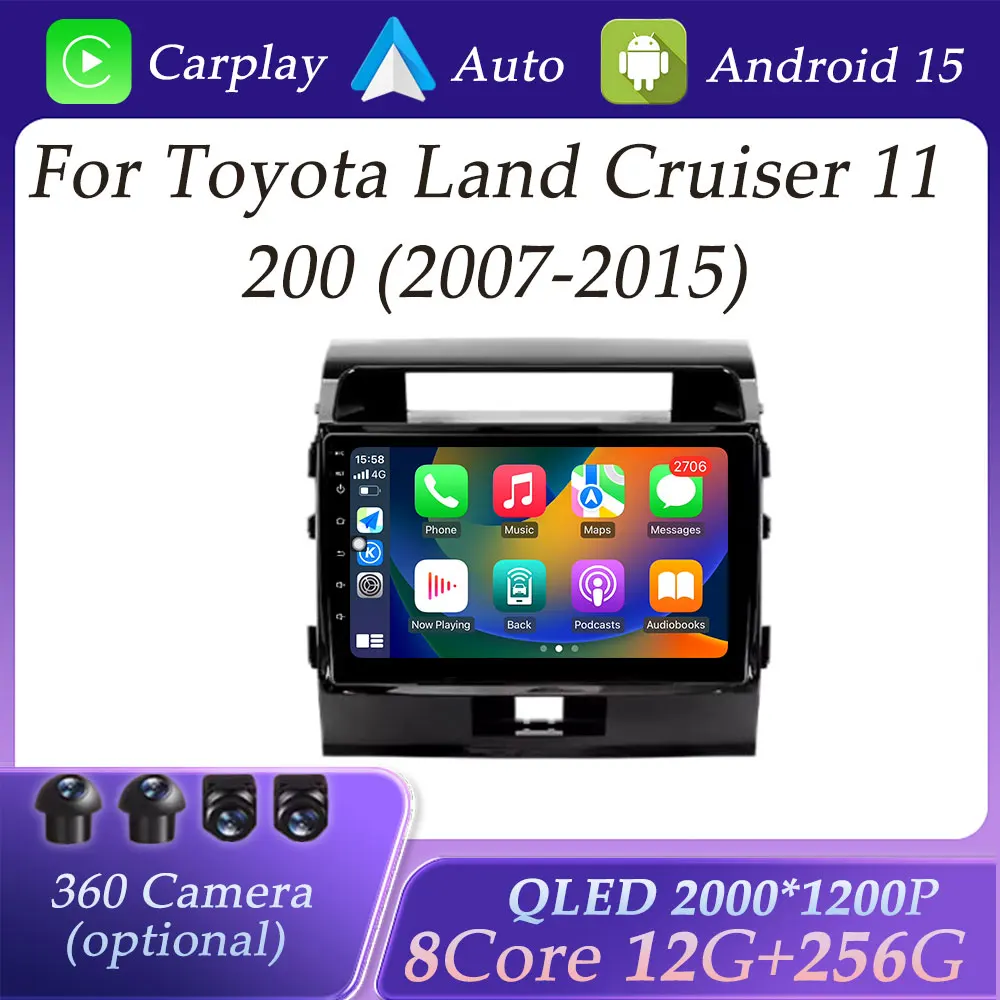 Carplay اللاسلكي لتويوتا لاند كروزر 11 200 2007 -2015 راديو السيارة فيديو مشغل الوسائط المتعددة شاشة سبليت نظام تحديد المواقع نافي DSP ستيريو BT