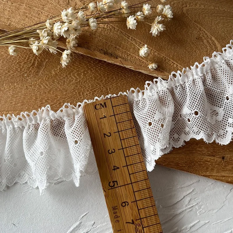 2 Meters Sweet and Soft Heart Pattern Pleated Lace Dress Decoration Clothing Accessories Handmade Do It Yourself  Materials