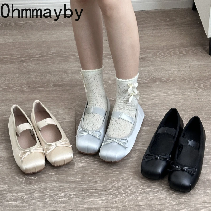

New Square Toe Women Loafer Shoes Fashion Shallow Ladies Comfort Soft Sole Elastic Band Flats Women's Comfort Ballerinas Shoes