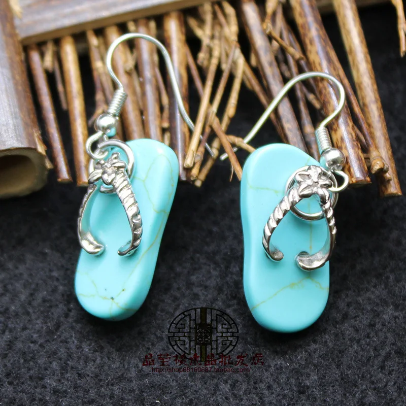 Polly Natural Stone Lovely Slipper Shoe Reiki Earrings Purple Crystal for Women Colorful Summer Beach Charm Jewelry