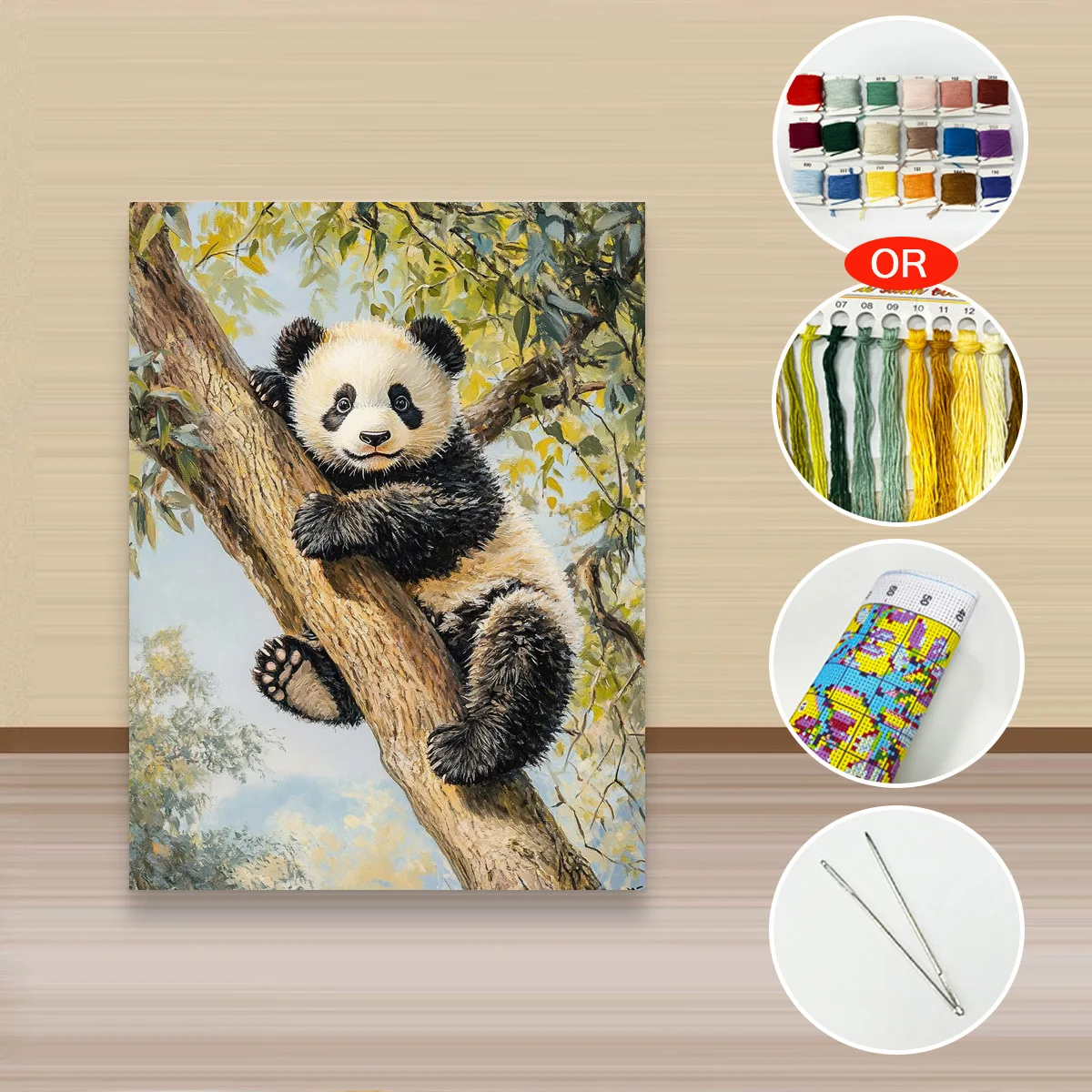 

1 шт., 30x40 см/11,8x15,7 дюймов, набор для вышивания крестиком 11CT/14CT, подарок на День святого Валентина, набор для вышивания к празднику, Панда на дереве