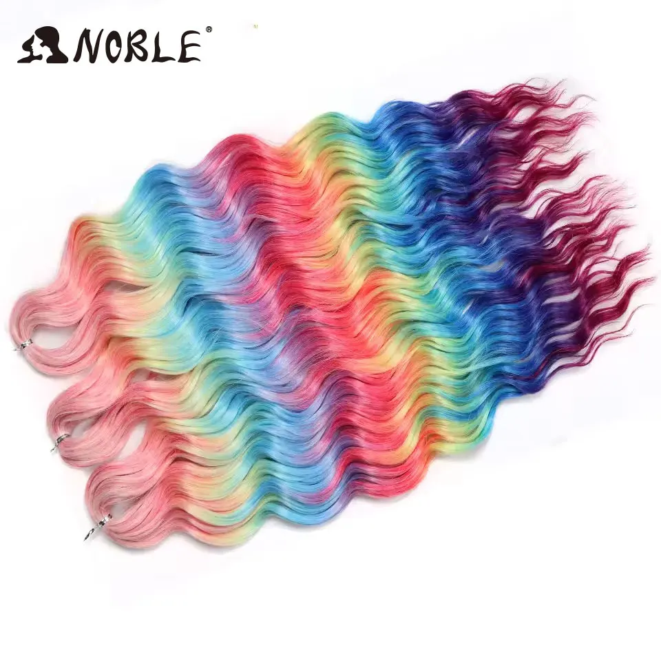 Edle 24 Zoll Synthetische Haarverlängerungen mit Wasserwellenmuster, Ombre-Regenbogenfarben, Tiefe Wellenlocken, Twist-Crochet-Haarverlängerung – Detail 35