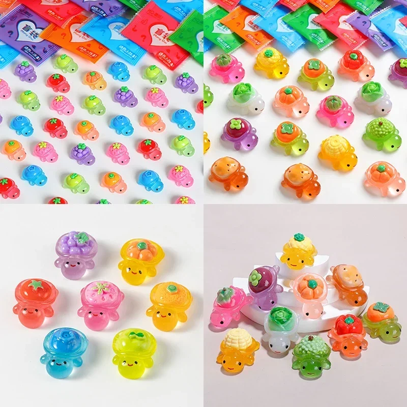 10Pcs Pcs Cute Mini Luminous Turtle Ornaments Glowing in The Dark Miniatures Turtle Micro Landscape Kids Toys Home Decor Gift