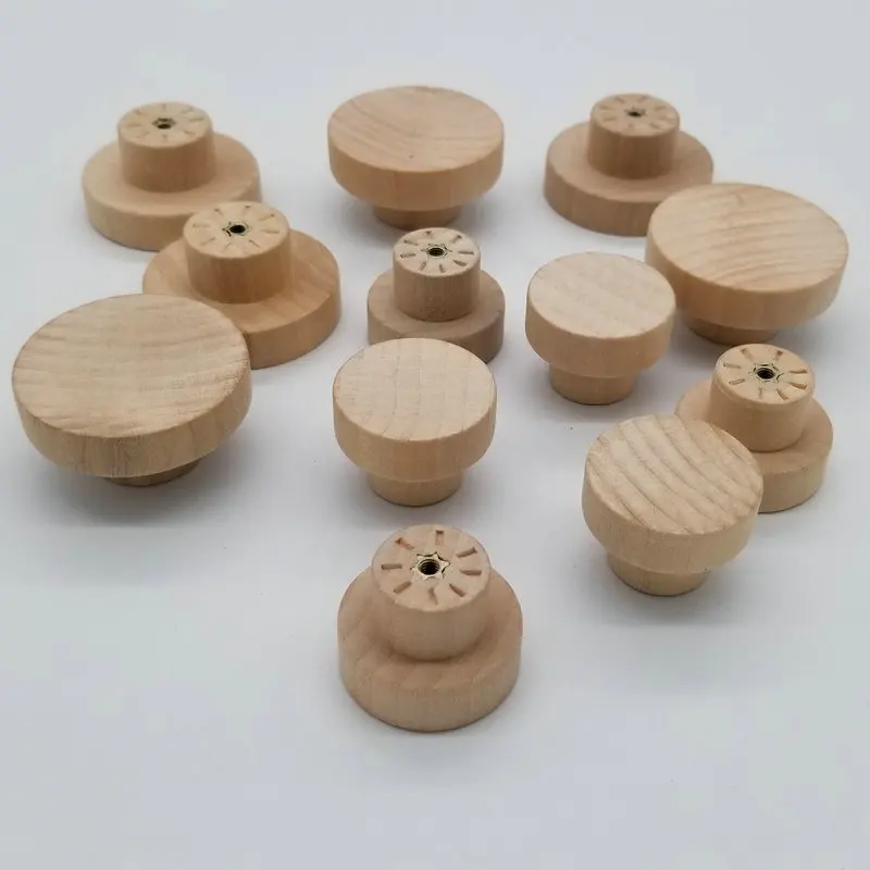 4PCs Round Handle Dia 50mm Natural Wooden Cabinet Drawer Wardrobe Knobs For Cabinet Drawer Handle Furniture Hardware