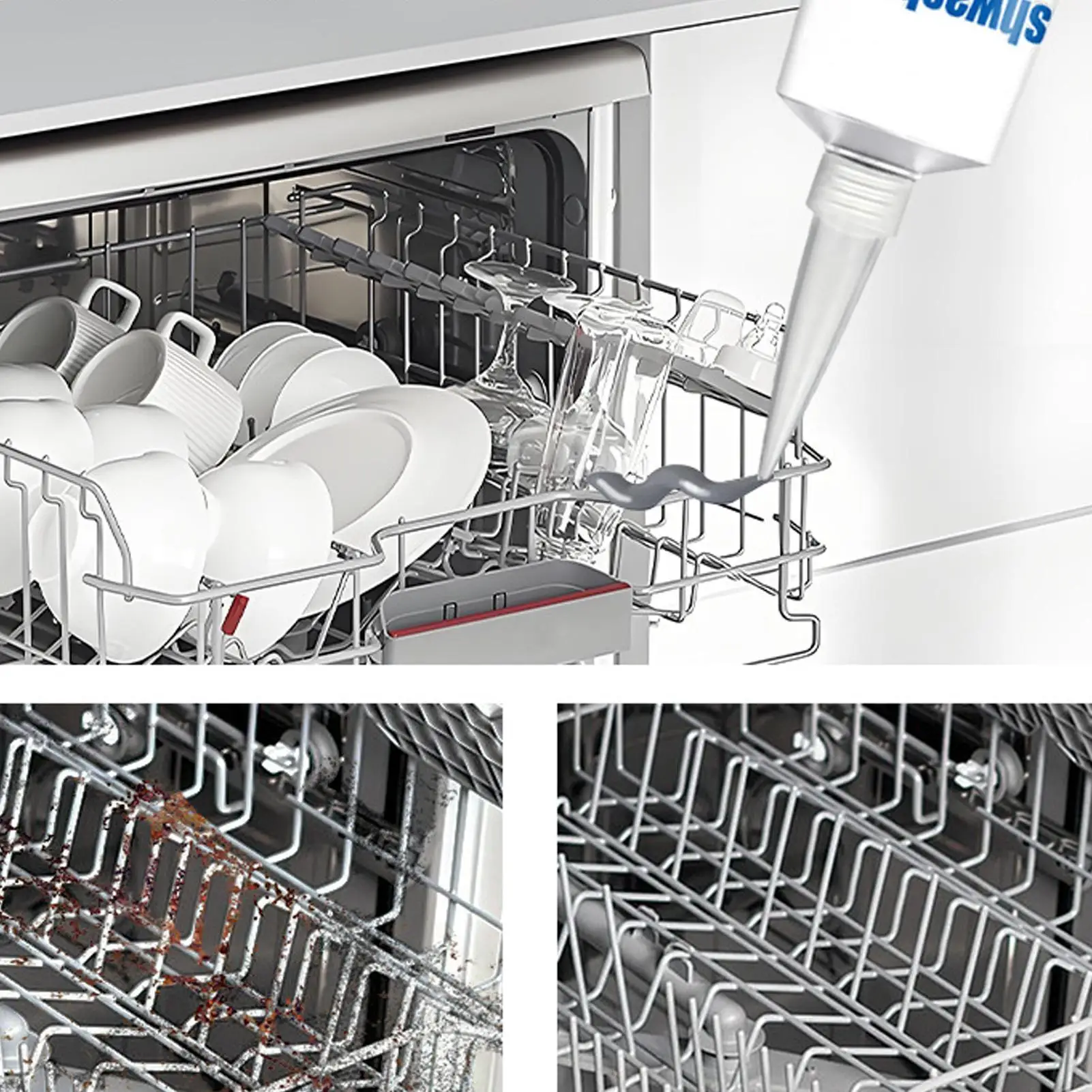 Dishwasher Rack Repair Coating 50ml Coating Long-Lasting Gel with 2 Brushes Dishwasher Rack Repair Gel for Home Ovens Frying