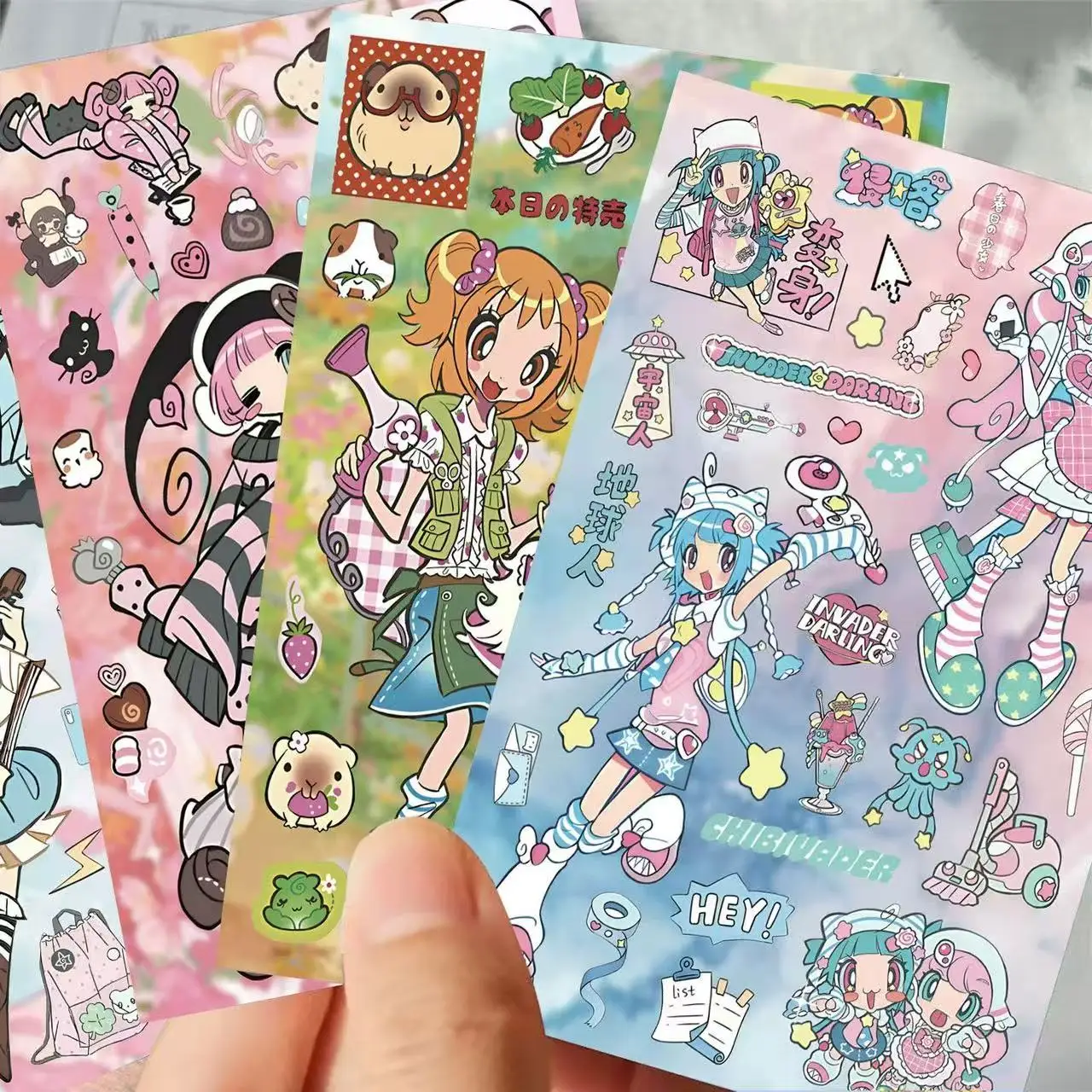 8PC Mix Sweet Tangy Millennium Maid Peel-off Stickers Cute Stylish Healing Fresh Minimalist Collage Material Waterproof Stickers