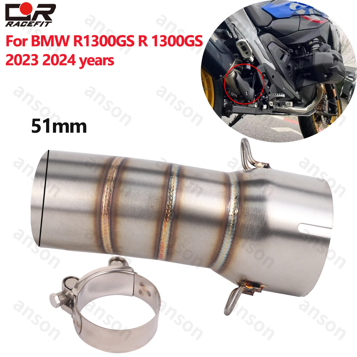 

Надевается для BMW R1300GS R1300 GS 2023 2024, выхлопная труба мотоцикла из титанового сплава, среднее звено, модифицированная выхлопная труба R1300GS