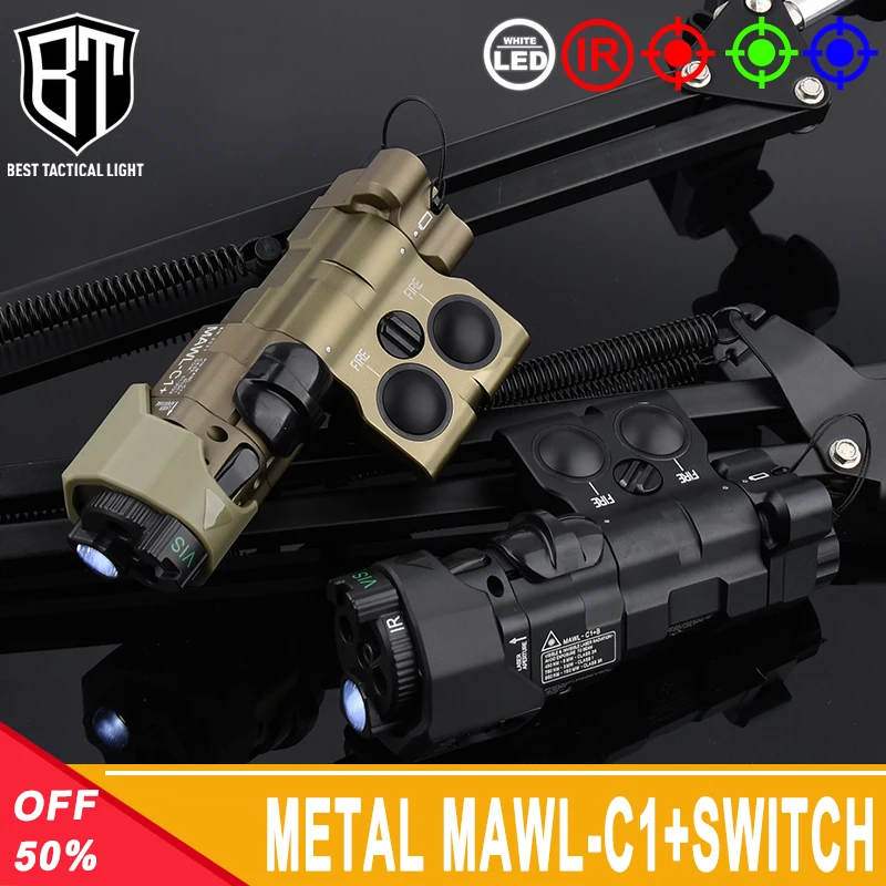 

WADSN Metal MAWL-C1 IR Fill Red Green Blue Laser Sight LED White Hunting Airsoft Scout Light With Dual Function Pressure Switch