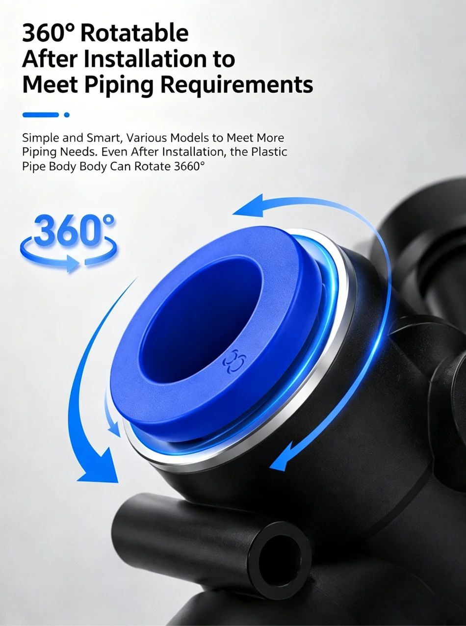 5PCS PE Pneumatic Tee Fitting - Plastic Push in Air Connector Tube Quick Release Hose Pipe Adapter for 4mm 6mm 8mm 10mm 12mm T&I Online Store