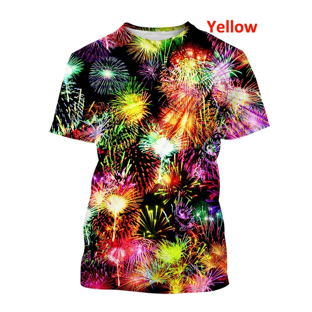 Fireworks 3D Printed T Shirt Fashion Unisex Short Sleeve Casual Top