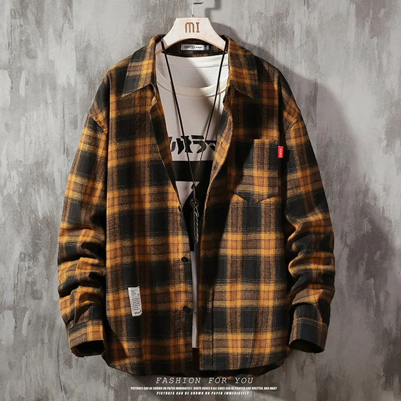 Casual Shirts For Men Clothing 2024 Fashion Long Sleeve Plaid Shirt Men Harajuku Checkered Men Shirt Long Sleeve M-5XL