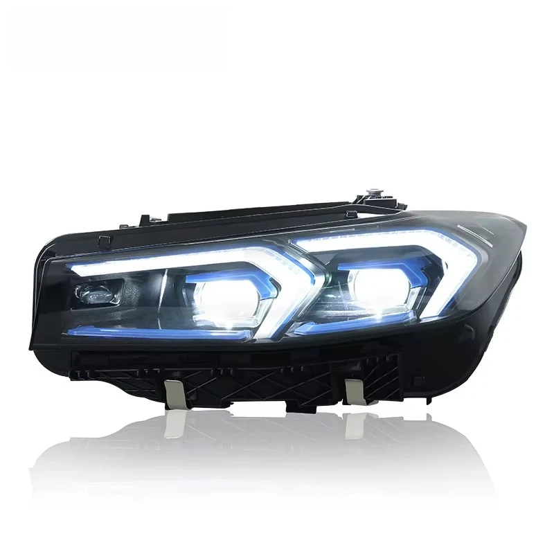 1 Set for 3 G20 Headlight Assembly Modification with Blue Frame LED Dual Color Daytime Running Light and Flowing Steering