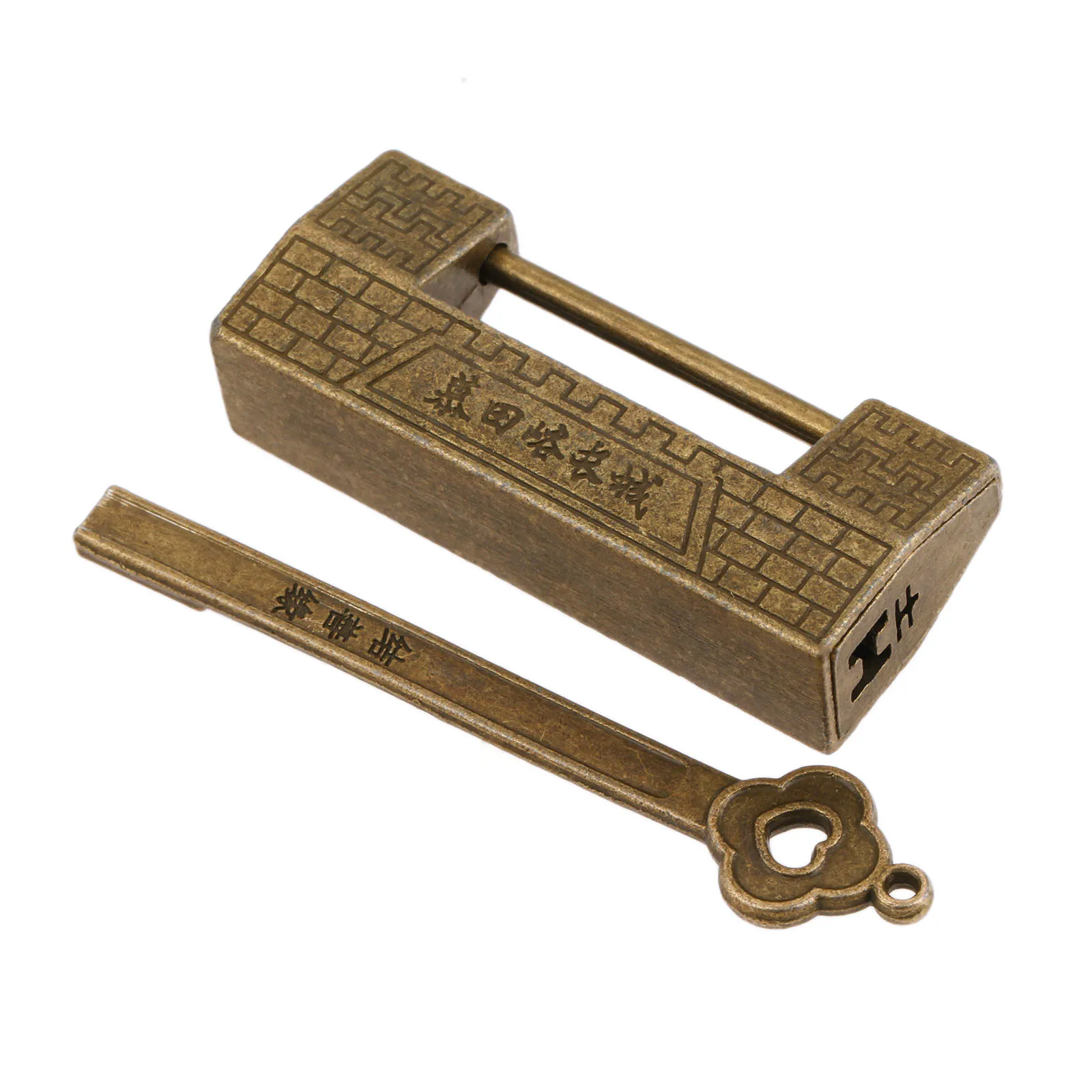 1PC Antique Bronze/Gold/Silver Padlock Chinese Old Lock For Cabinet Vintage Jewelry Chest Suitcase Box  Zinc Alloy 48*12*20mm