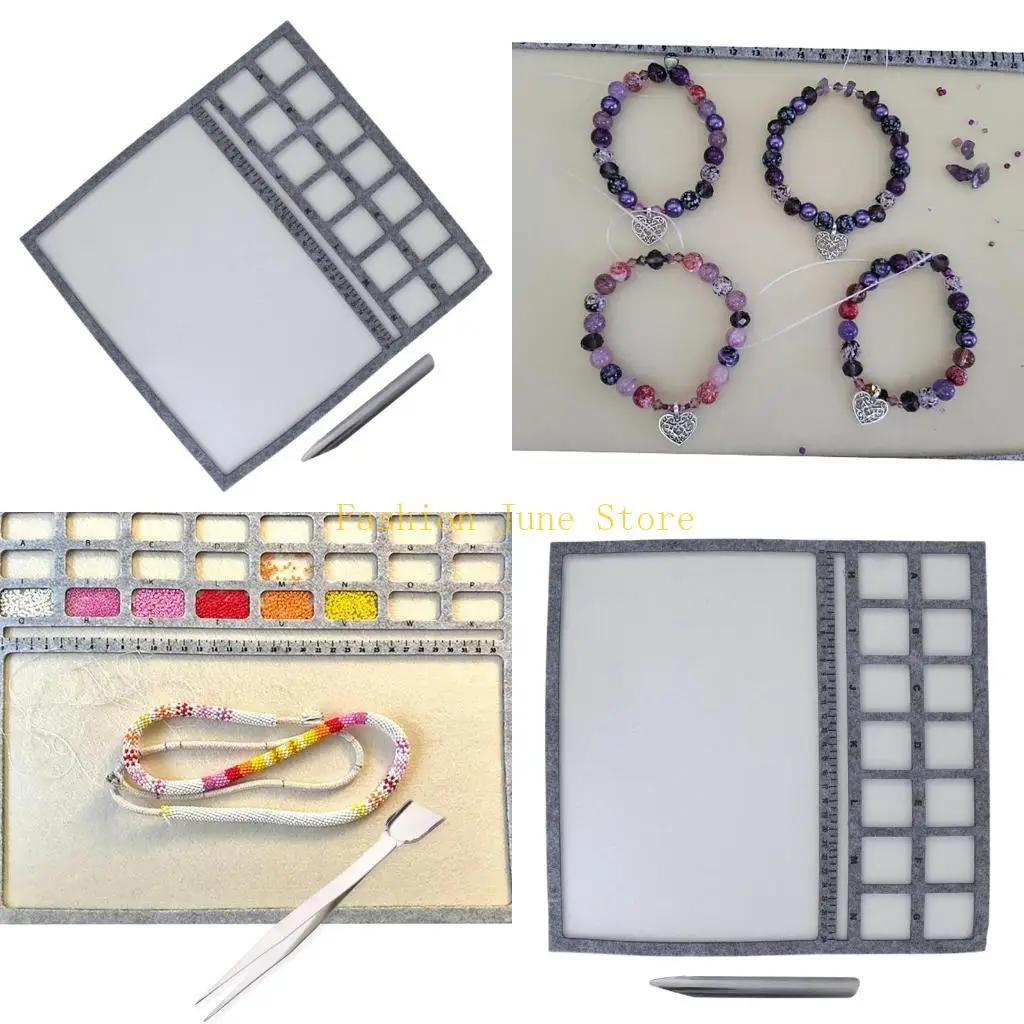 

N5KA Professional Beading Mat Set Soft Mats Bead Tweezers Jewelry Making Supplies Beadwork Accessories Soft Bead Pad for Bead