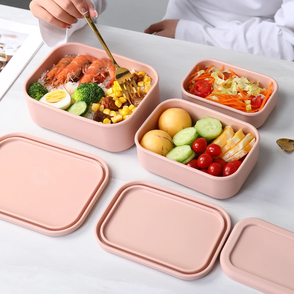 Set of 3 Silicone Food Storage Containers with Lids Lunch Box Durable Hard Shell Airtight Sizes 10oz 23.6oz 44oz Green Pink Blue