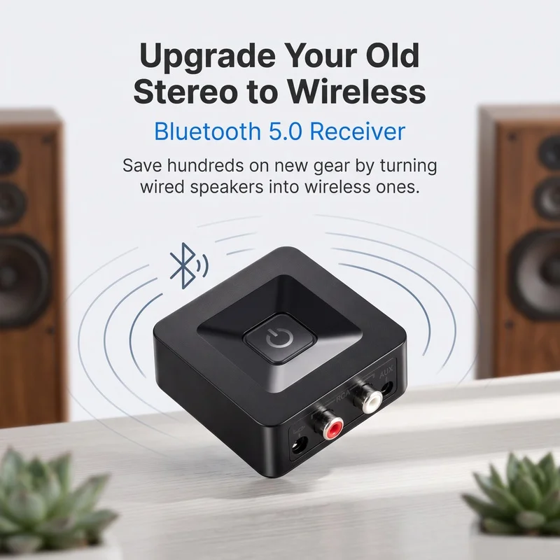 HiFi Wireless Music Receiver 5.0, Audio Receiver Converter for Wired Speakers Home Stereo System, High Fidelity Music Playback